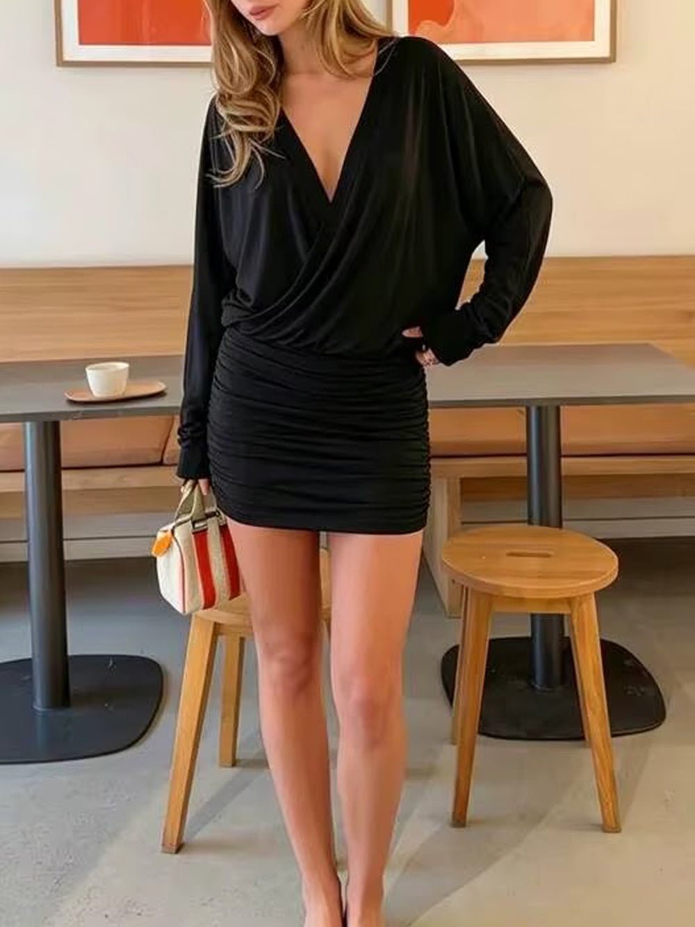 Bianca Draped Wrap Mini Dress - Fashion Pov