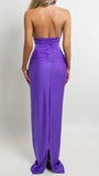 Bianca Floral Halter Ruched Gown Dress - Fashion Pov