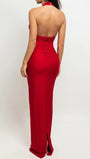 Bianca Floral Halter Ruched Gown Dress - Fashion Pov