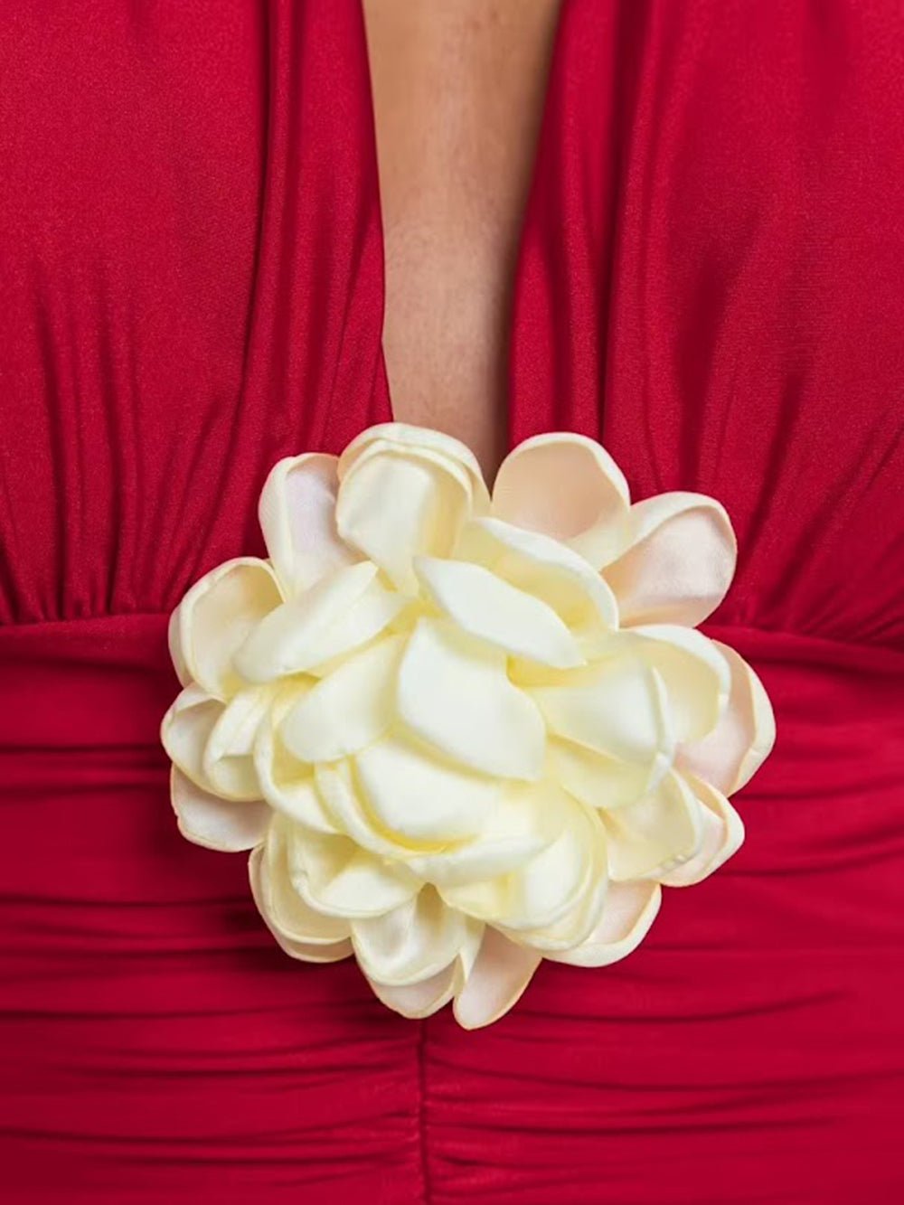 Bianca Floral Halter Ruched Gown Dress - Fashion Pov