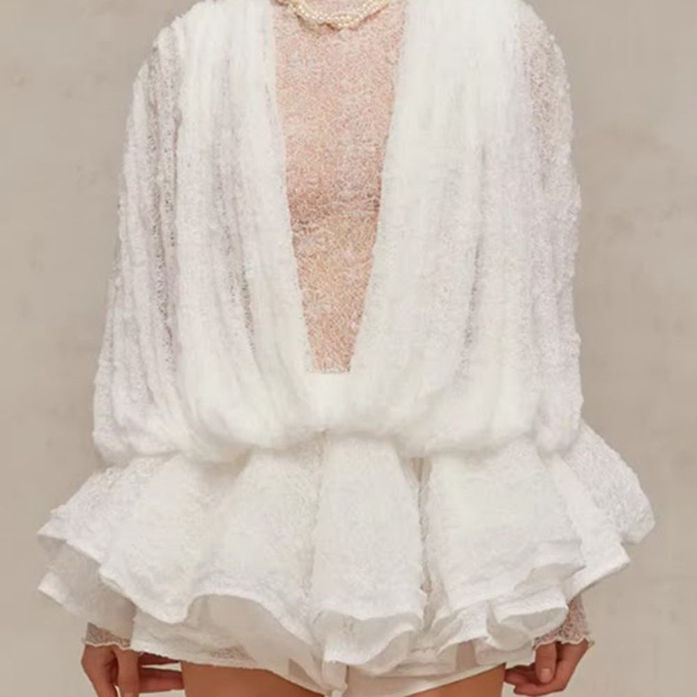 Bianca Lace Ruffle Playsuit - Fashion Pov