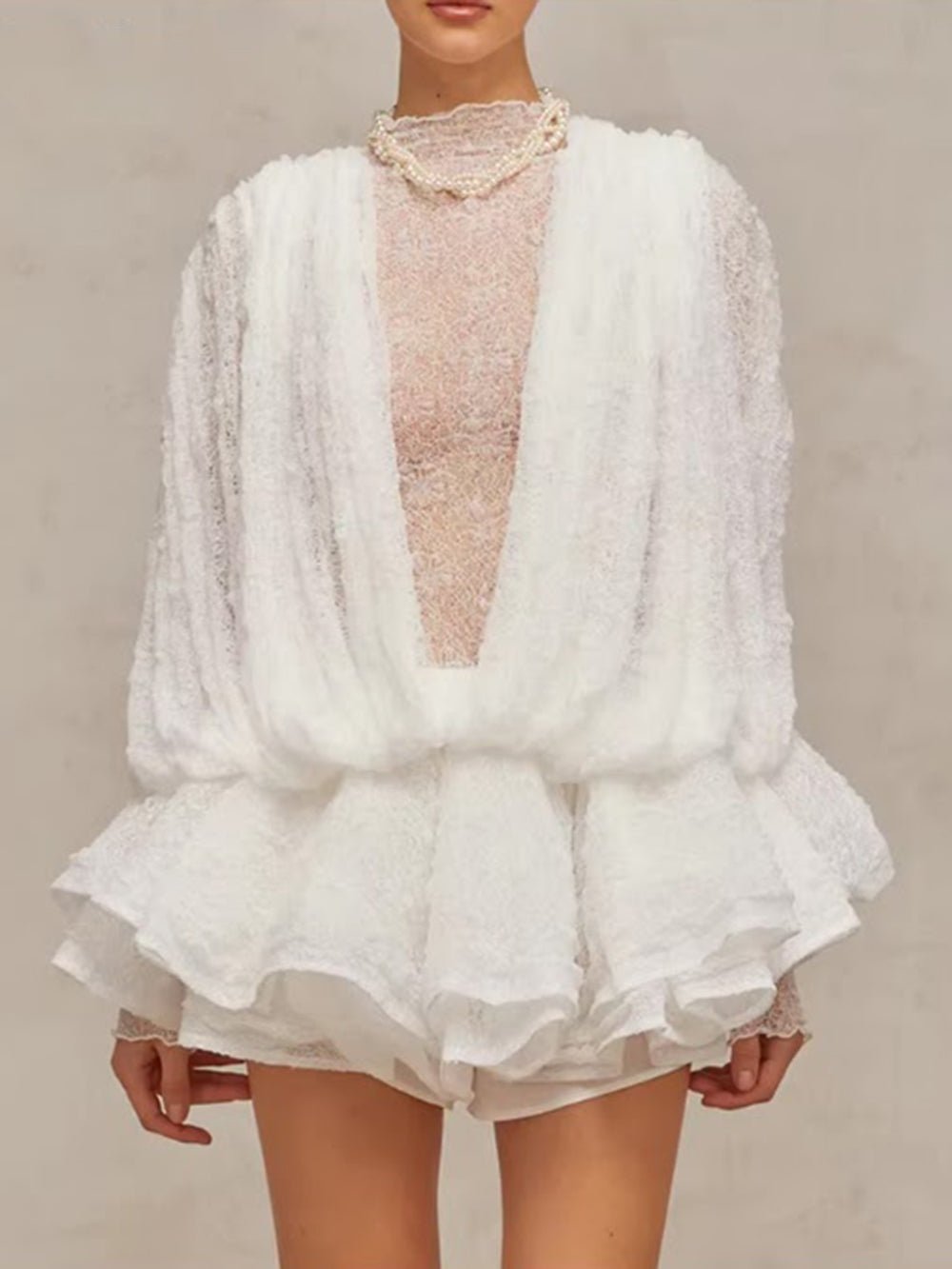 Bianca Lace Ruffle Playsuit - Fashion Pov