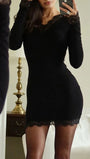 Bianca Lace V Neck Mini Dress Midnight Black - Fashion Pov