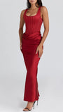 Bianca Ruched Backless Maxi Dress - Fashion Pov