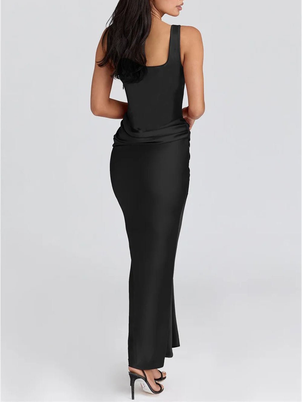 Bianca Ruched Backless Maxi Dress - Fashion Pov