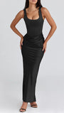 Bianca Ruched Backless Maxi Dress - Fashion Pov