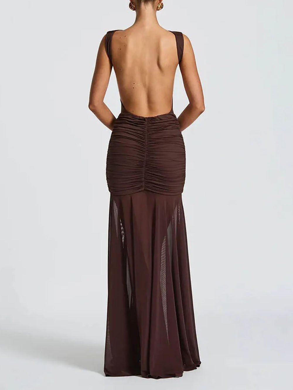 blake maxi dress Blake Pleated Maxi Dress Brown / S
