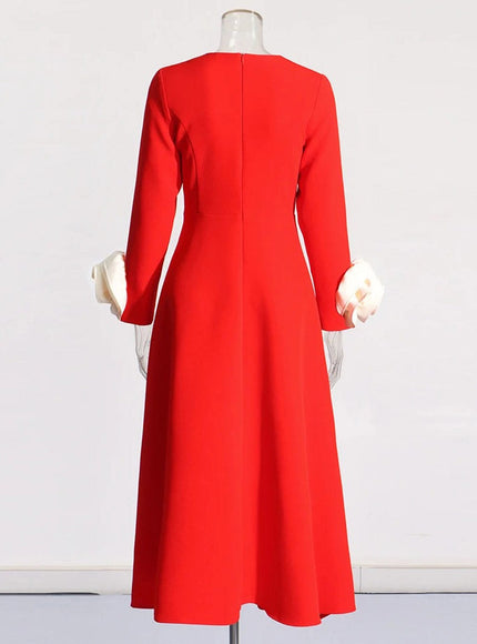 Bobbi Colorblock Appliques Midi Dress - Fashion Pov