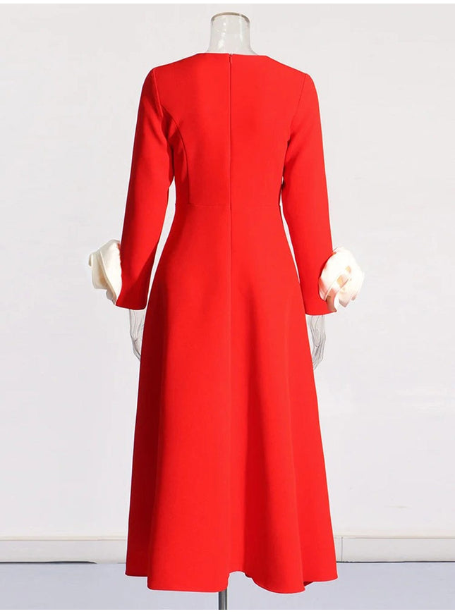 Bobbi Colorblock Appliques Midi Dress - Fashion Pov