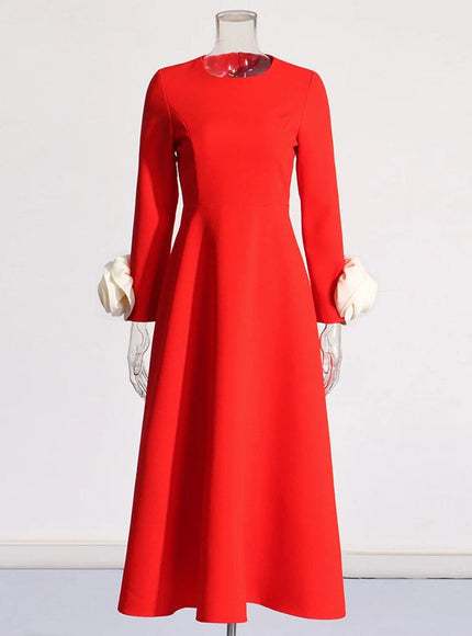 Bobbi Colorblock Appliques Midi Dress - Fashion Pov