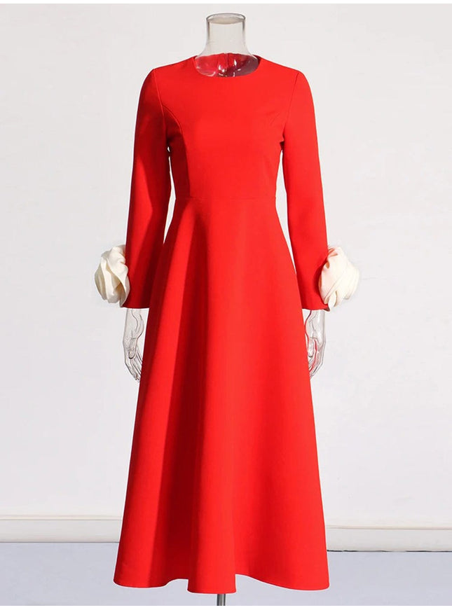 Bobbi Colorblock Appliques Midi Dress - Fashion Pov