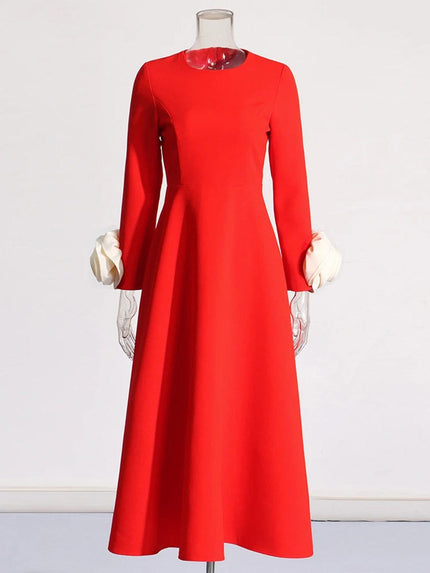 Bobbi Colorblock Appliques Midi Dress - Fashion Pov