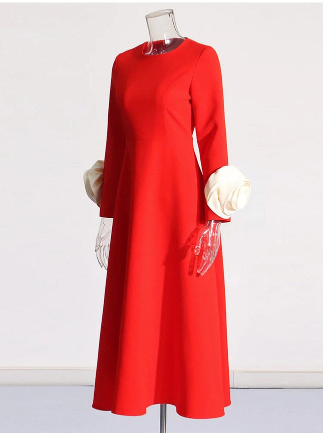 Bobbi Colorblock Appliques Midi Dress - Fashion Pov