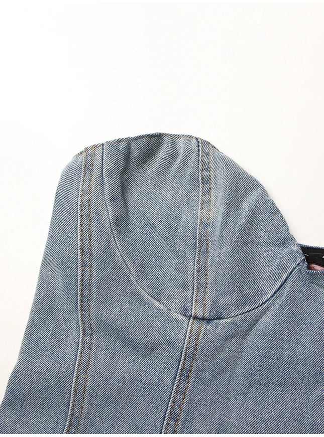 Brin Denim Appliques Mini Dress - Fashion Pov