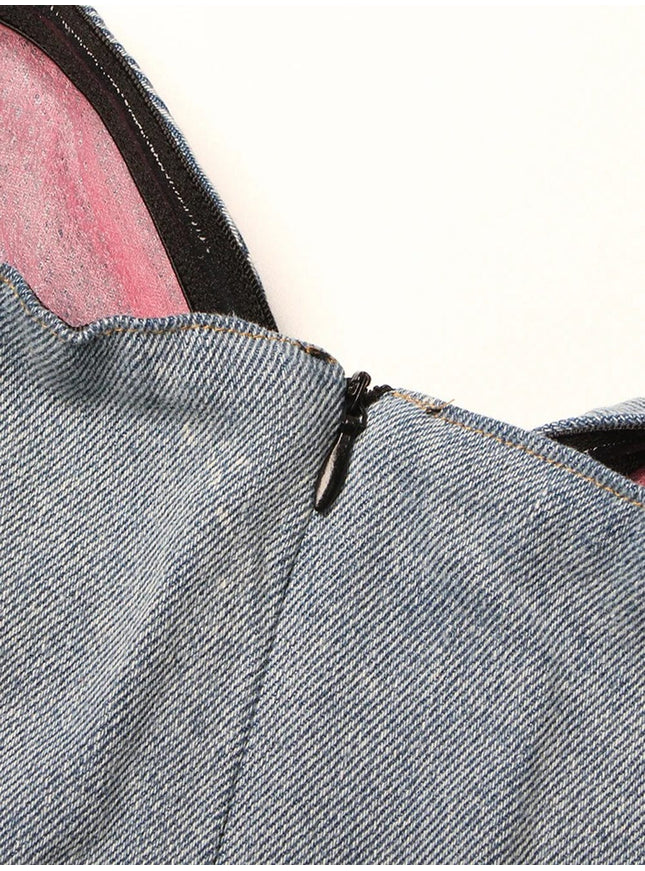 Brin Denim Appliques Mini Dress - Fashion Pov