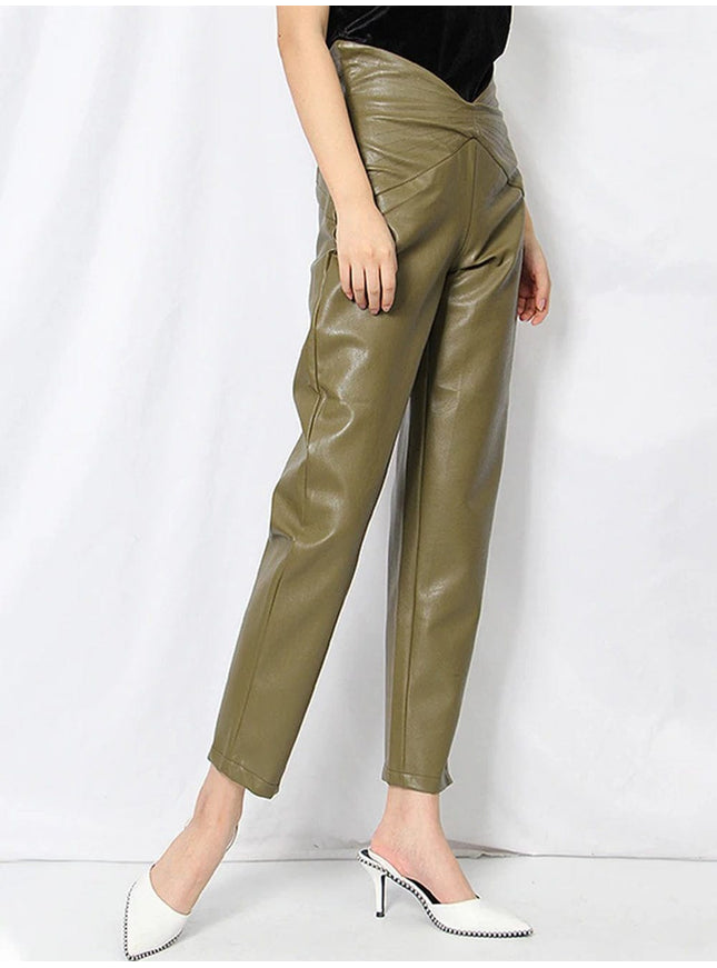 Cailyn Casual Spliced PU Leather Pant - Fashion Pov