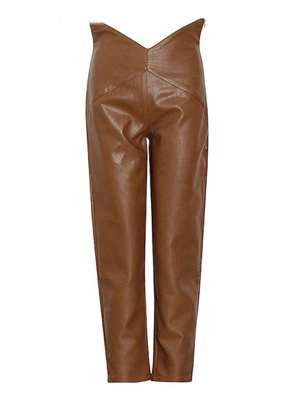 Cailyn Casual Spliced PU Leather Pant - Fashion Pov