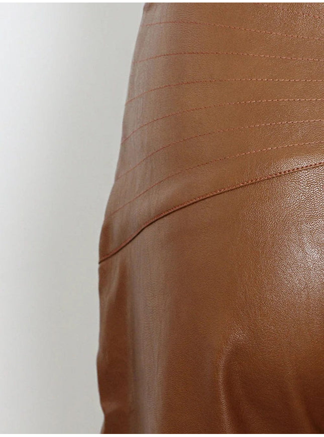Cailyn Casual Spliced PU Leather Pant - Fashion Pov