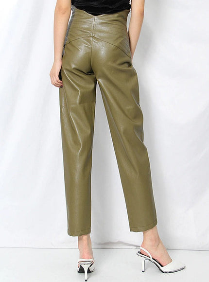 Cailyn Casual Spliced PU Leather Pant - Fashion Pov