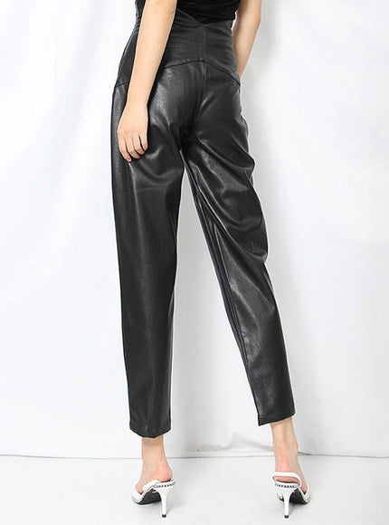 Cailyn Casual Spliced PU Leather Pant - Fashion Pov