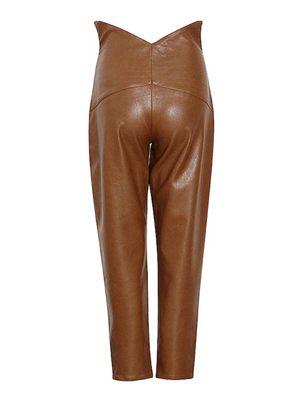 Cailyn Casual Spliced PU Leather Pant - Fashion Pov