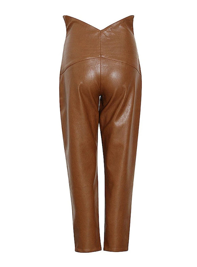 Cailyn Casual Spliced PU Leather Pant - Fashion Pov