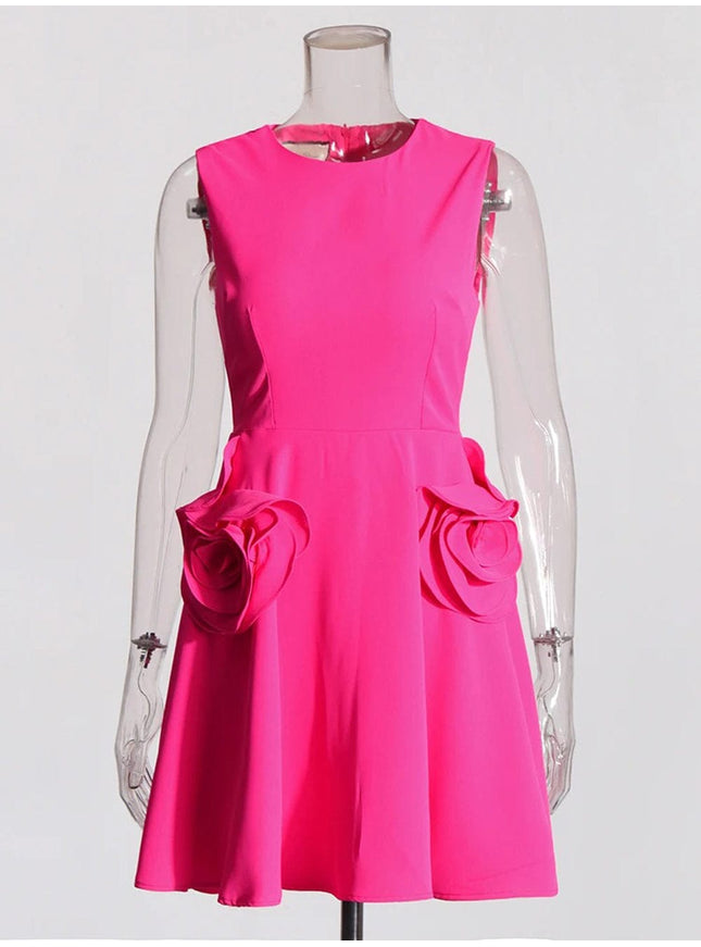 Caitlin Sleeveless Appliques Mini Dress - Fashion Pov