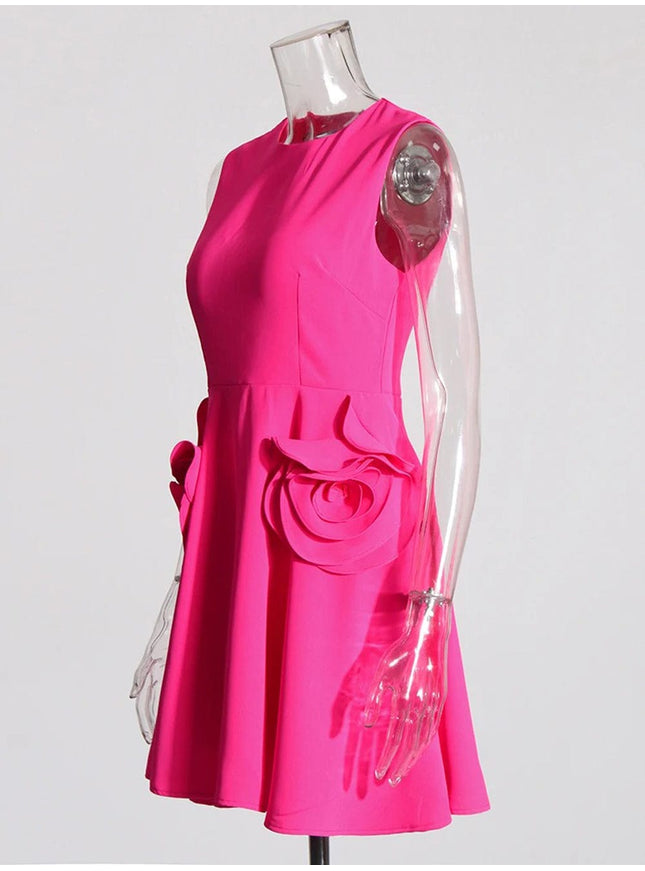 Caitlin Sleeveless Appliques Mini Dress - Fashion Pov