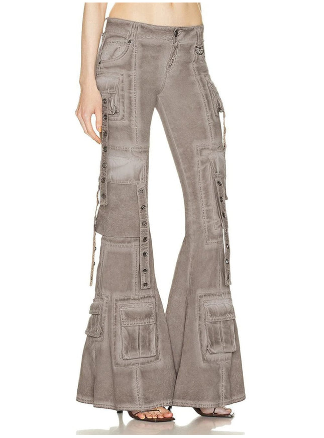 Caitlyn Streetwear Belt Flare Pant - Fashion Pov