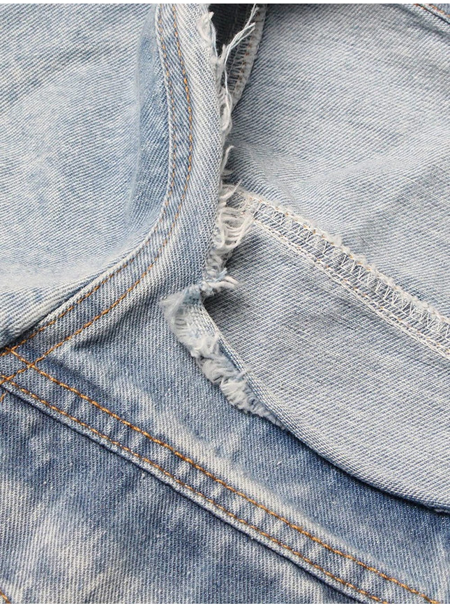 Calyssa Streetwear Spliced Button Denim Jacket - Fashion Pov