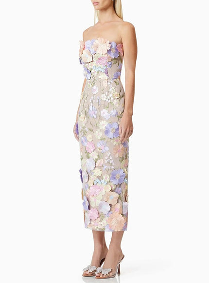 Calysta Appliques Sleeveless Midi Dress - Fashion Pov