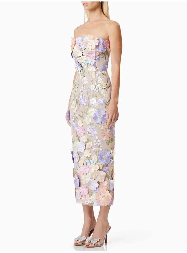 Calysta Appliques Sleeveless Midi Dress - Fashion Pov