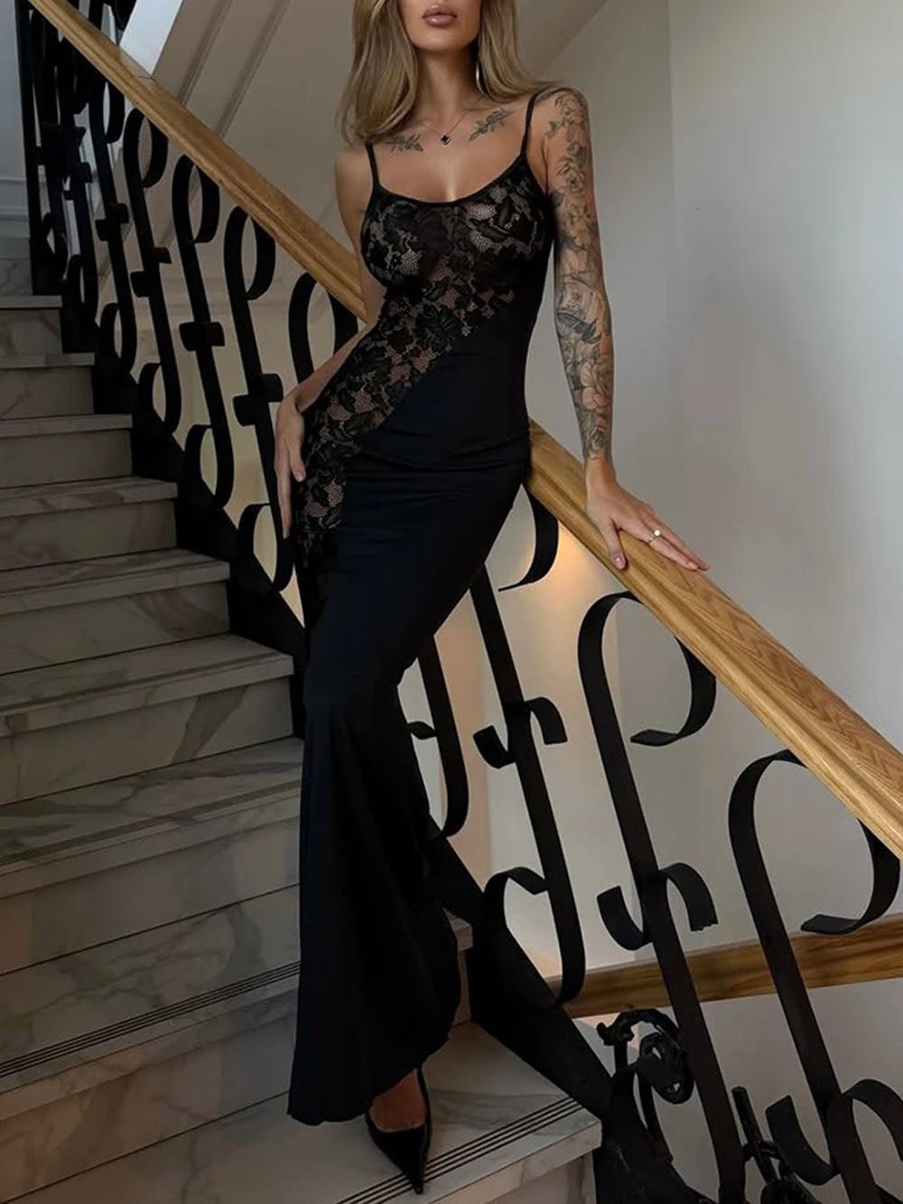 Camila Lace Spaghetti Maxi Dress - Fashion Pov