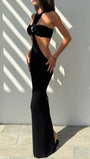 Camille Cutout Halter Maxi Set Black - Fashion Pov