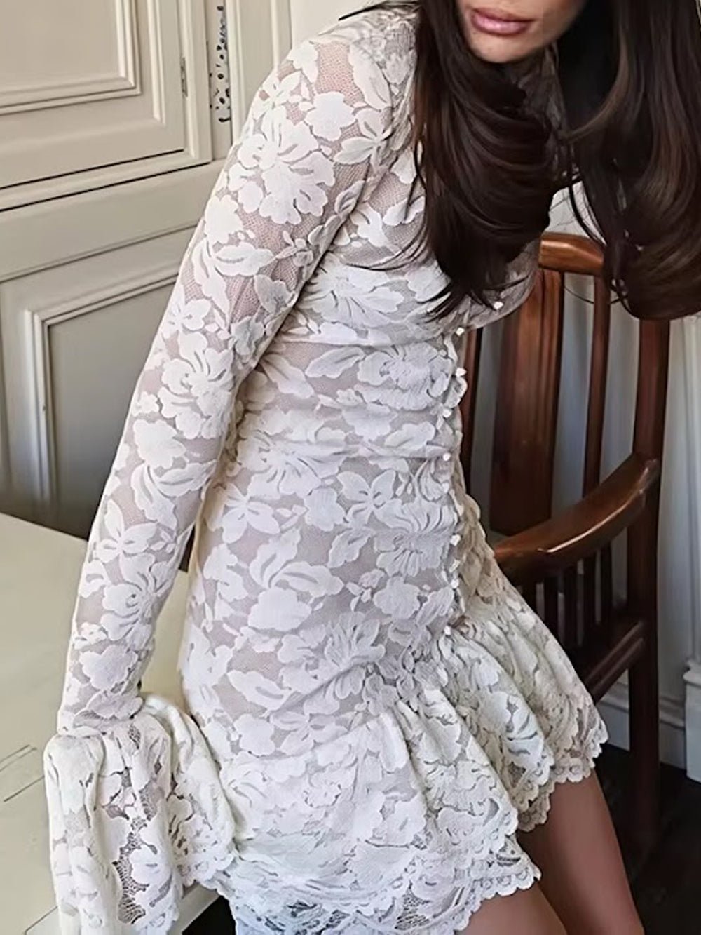 Camille Lace Keyhole Mini Dress - Fashion Pov
