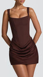 Camille Ruched Square - Neck Mini Dress - Fashion Pov