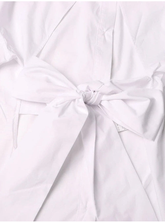 Cara Hollow Out Spliced Lace Up Shirt - Fashion Pov
