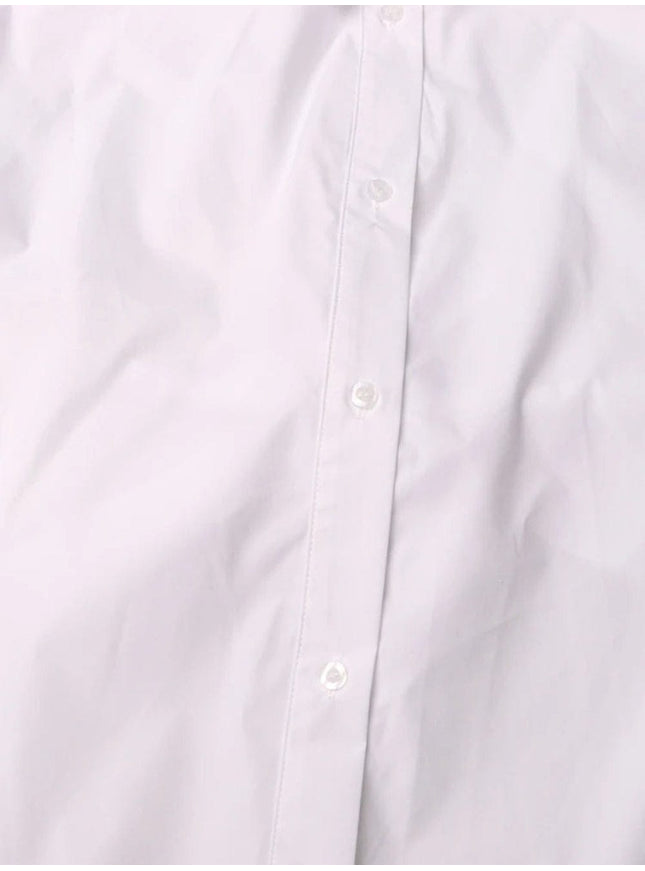Cara Hollow Out Spliced Lace Up Shirt - Fashion Pov