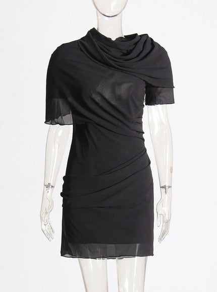 Cayce Folds Backless Mini Dress - Fashion Pov