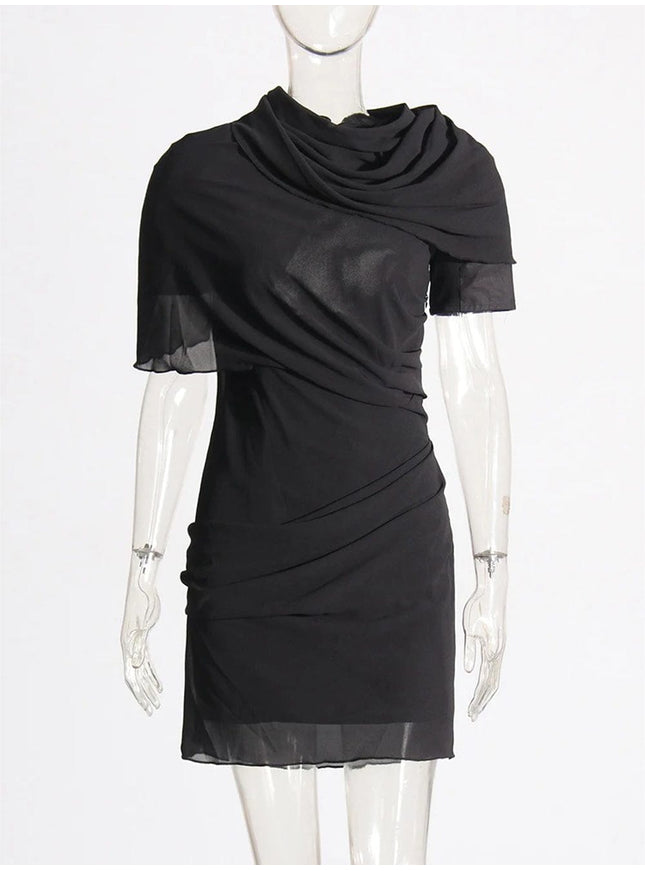 Cayce Folds Backless Mini Dress - Fashion Pov