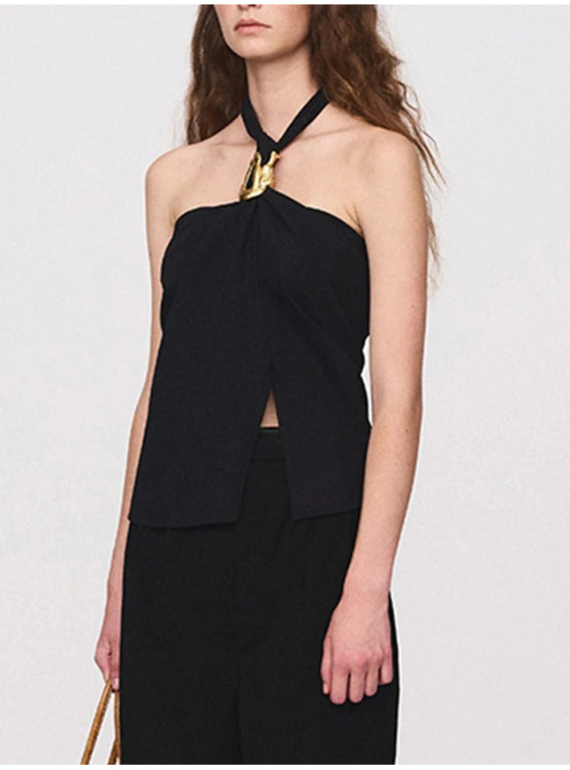 Cecile Backless Metal Buckle Tank Top - Fashion Pov