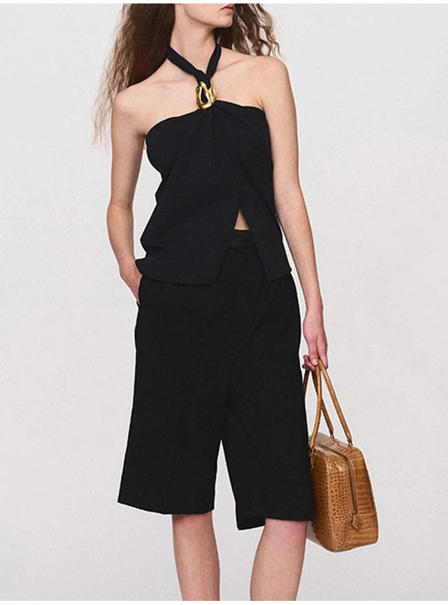 Cecile Backless Metal Buckle Tank Top - Fashion Pov