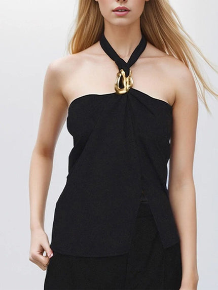 Cecile Backless Metal Buckle Tank Top - Fashion Pov