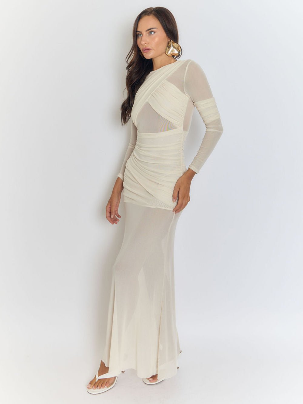 Cecilia Mesh Maxi Dress In White - Fashion Pov