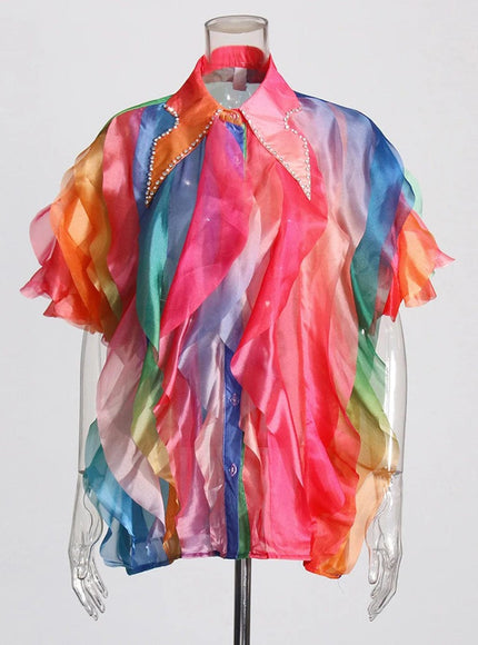 Ceilie Folds Diamond Single Breasted Shirt - Fashion Pov