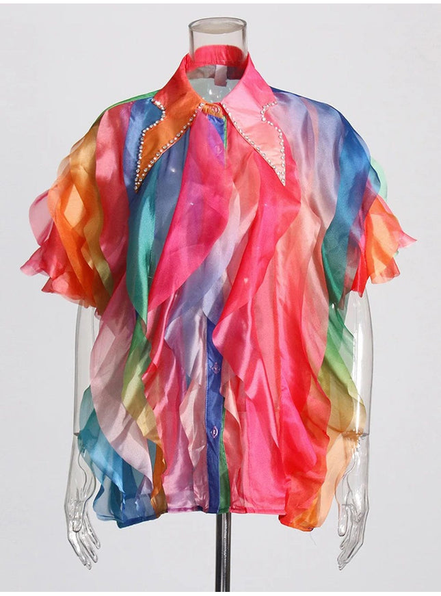 Ceilie Folds Diamond Single Breasted Shirt - Fashion Pov