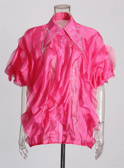 Ceilie Folds Diamond Single Breasted Shirt - Fashion Pov