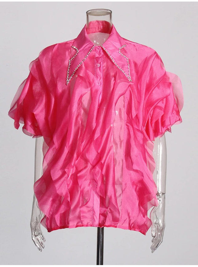 Ceilie Folds Diamond Single Breasted Shirt - Fashion Pov