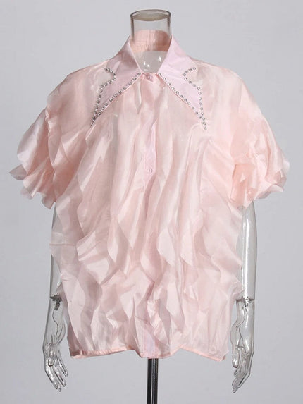 Ceilie Folds Diamond Single Breasted Shirt - Fashion Pov