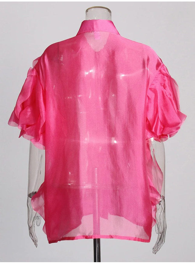 Ceilie Folds Diamond Single Breasted Shirt - Fashion Pov